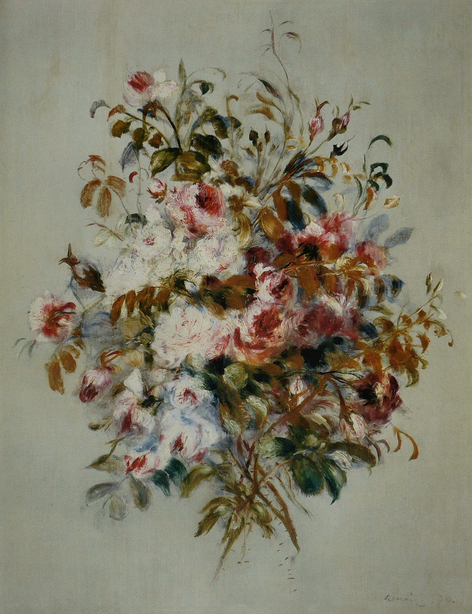 Pierre A. Renoir - A Bouquet Of Roses - Reproductions of painters, hand-painted wall art, oil on canvas, oil paintings, artistic paintings, modern wall art, ambient paintings, abstract paintings, decorative paintings.