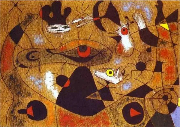 Joan Miro - A Dew Drop Falling from a Bird's Wing Wakes Rosalie, who Has... - Reprodukcije slikarjev, ročno naslikane stenske slike, olje na platnu, oljne slike, umetniške slike, moderne slike za na steno, ambientalne slike, abstraktne slike, dekorativne slike