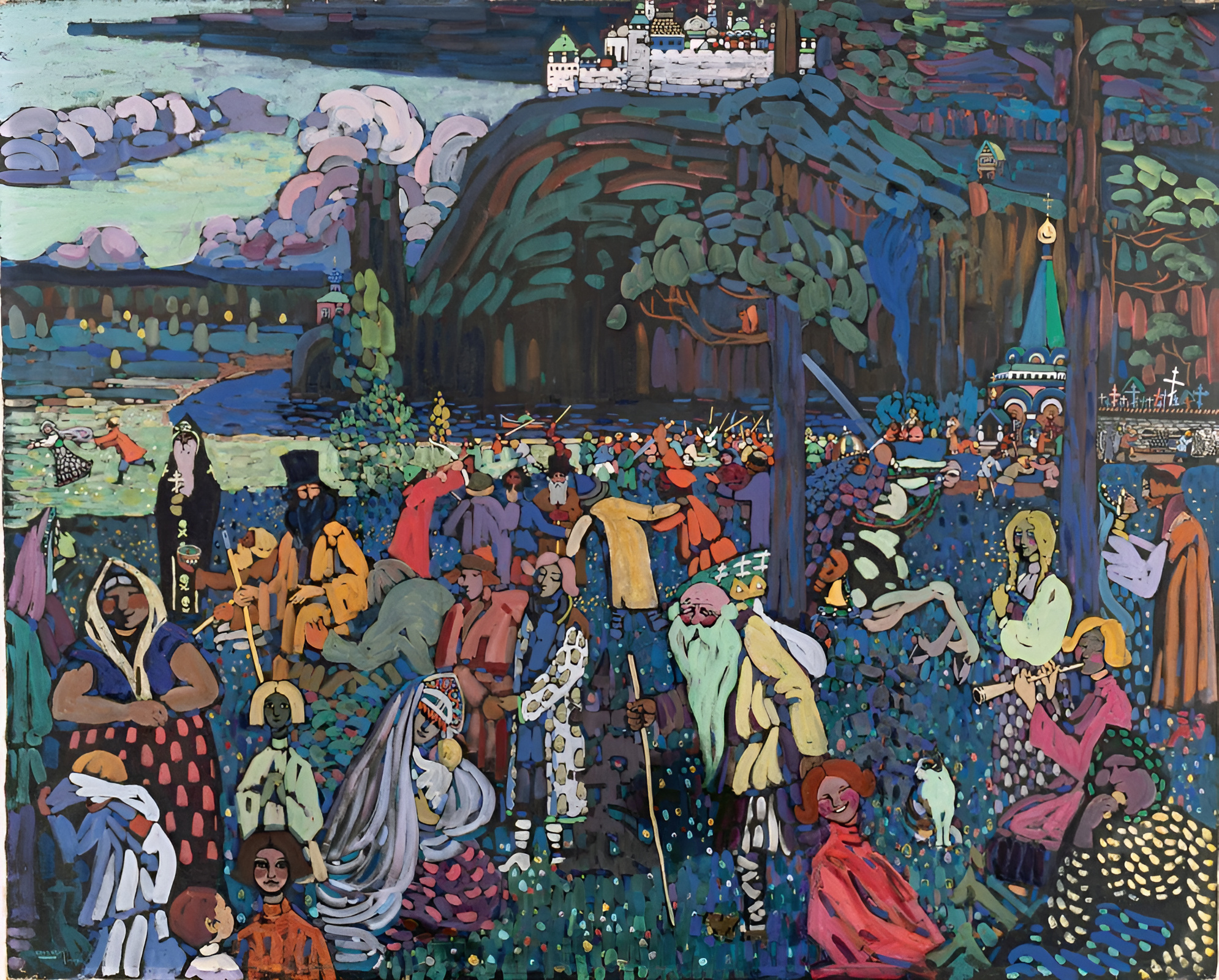 Vasilij Kandinski - A Motley Life (Das Bunte Leben) - reproduction of famous painting by famous artist, hand painted painting on canvas - oil painting