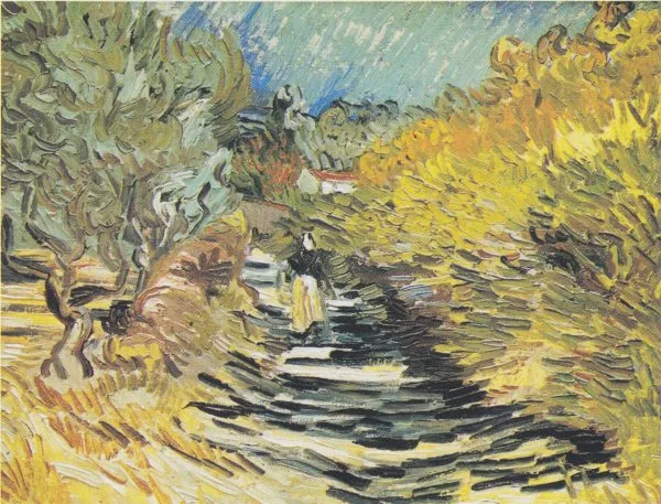Vincent Van Gogh - A Path at Saint-Rémy - Reprodukcije slikarjev, ročno naslikane stenske slike, olje na platnu, oljne slike, umetniške slike, moderne slike za na steno, ambientalne slike, abstraktne slike, dekorativne slike