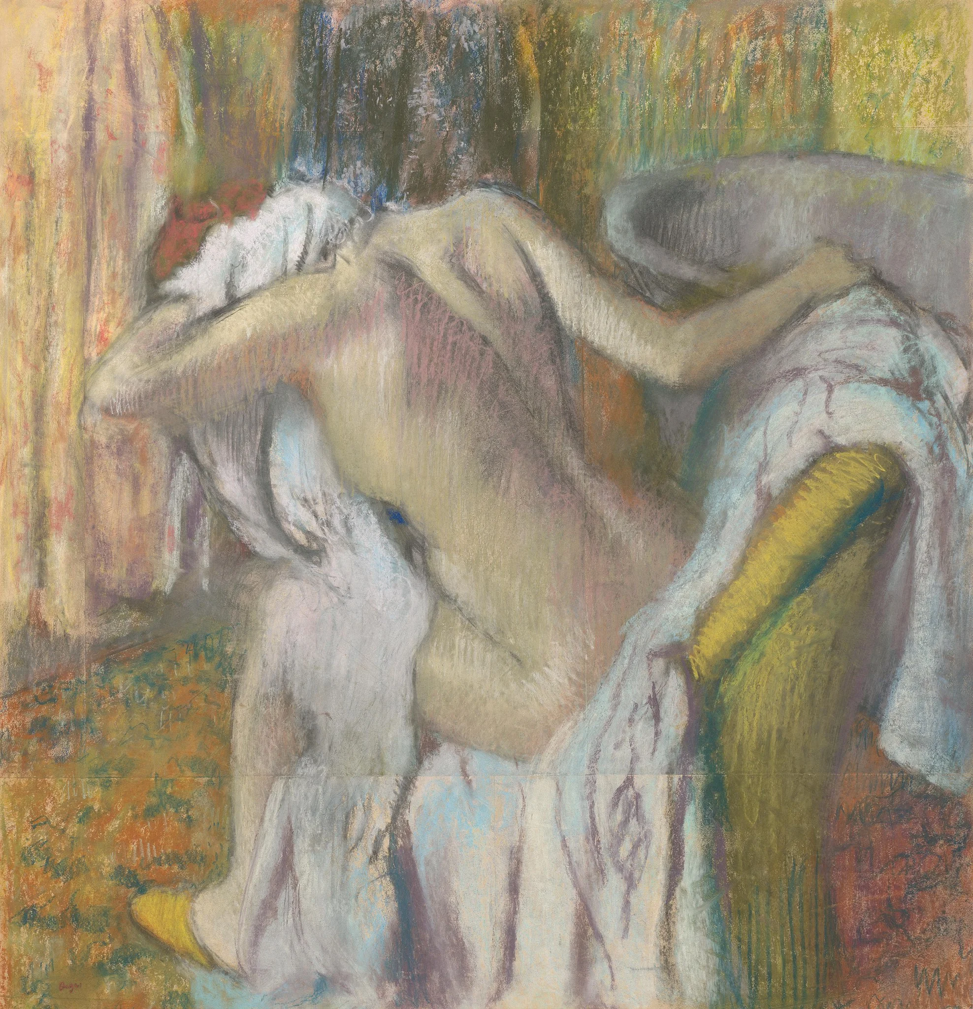 Edgar Degas - After The Bath, Woman Drying Herself - Reprodukcije slikarjev, ročno naslikane stenske slike, olje na platnu, oljne slike, umetniške slike, moderne slike za na steno, ambientalne slike, abstraktne slike, dekorativne slike