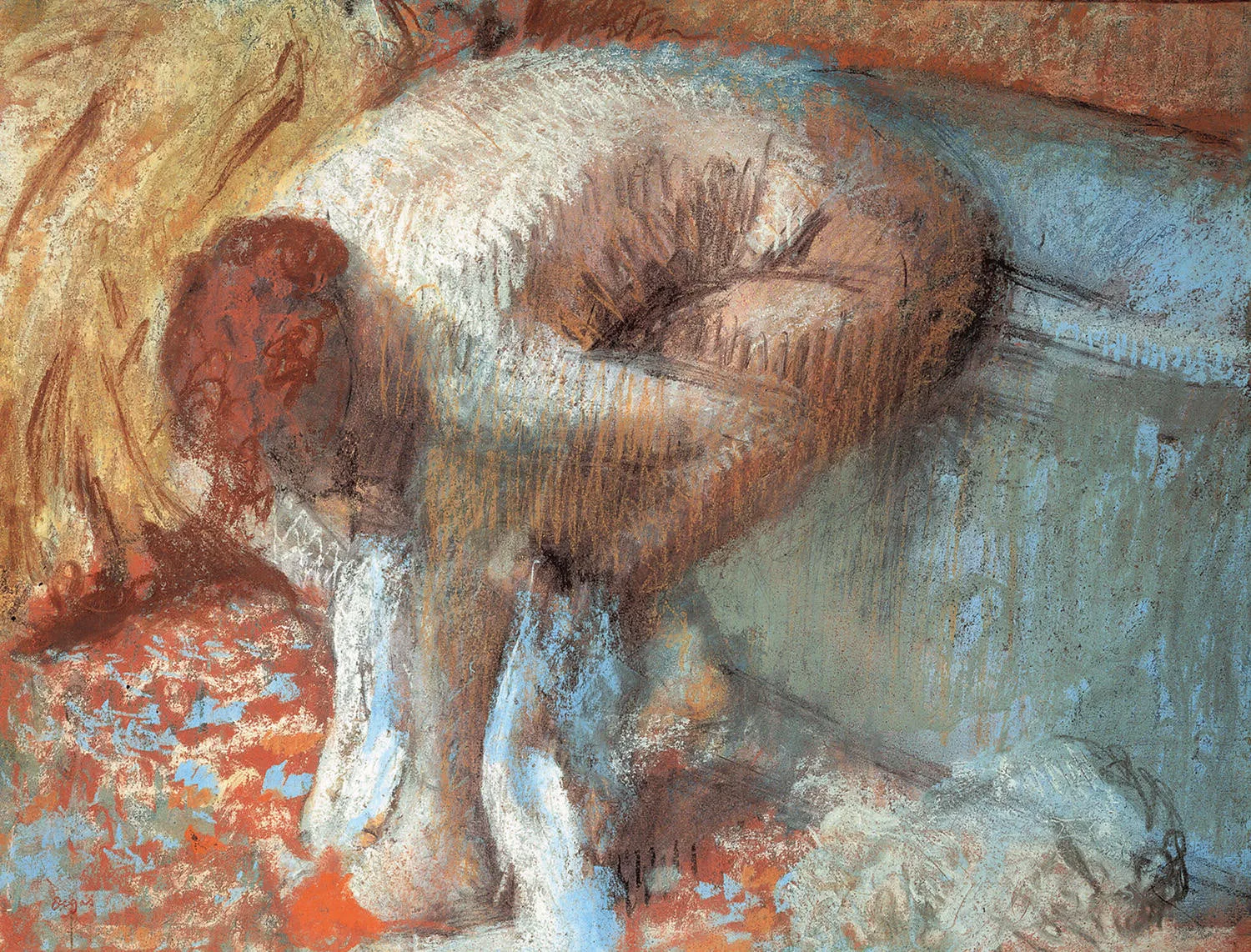 Edgar Degas - After The Bath, Woman Drying Herself - Reprodukcije slikarjev, ročno naslikane stenske slike, olje na platnu, oljne slike, umetniške slike, moderne slike za na steno, ambientalne slike, abstraktne slike, dekorativne slike