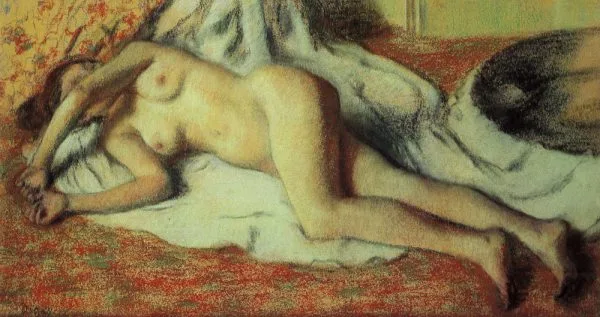 Edgar Degas - Bather Stretched out on Floor - Reprodukcije slikarjev, ročno naslikane stenske slike, olje na platnu, oljne slike, umetniške slike, moderne slike za na steno, ambientalne slike, abstraktne slike, dekorativne slike