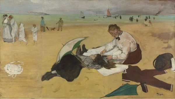 Edgar Degas - Beach Scene - Reprodukcije slikarjev, ročno naslikane stenske slike, olje na platnu, oljne slike, umetniške slike, moderne slike za na steno, ambientalne slike, abstraktne slike, dekorativne slike