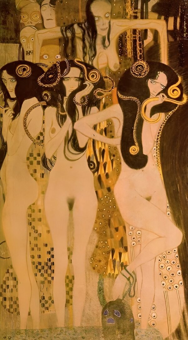 Gustav Klimt - Beethoven Frieze I (detail) - Reprodukcije slikarjev, ročno naslikane stenske slike, olje na platnu, oljne slike, umetniške slike, moderne slike za na steno, ambientalne slike, abstraktne slike, dekorativne slike