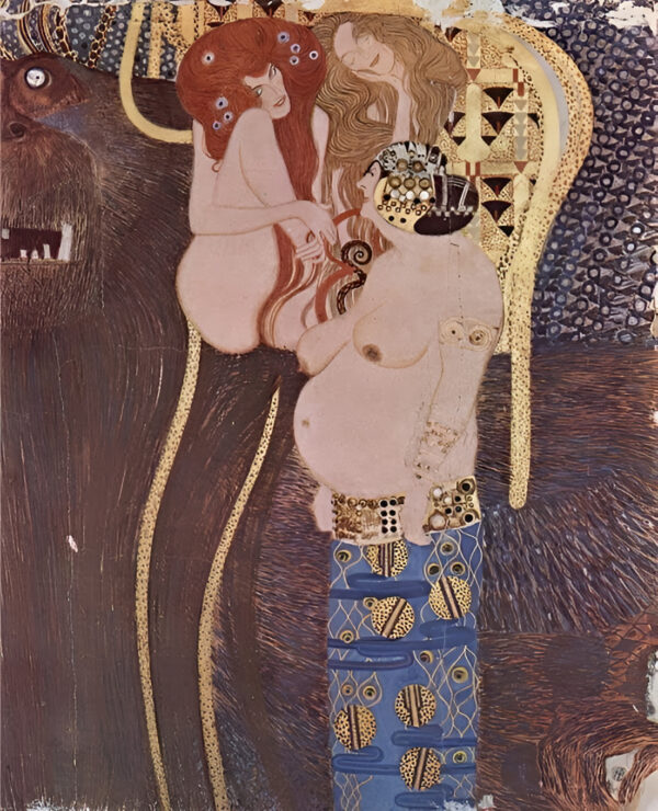 Gustav Klimt - Beethoven Frieze I (detail) - Reprodukcije slikarjev, ročno naslikane stenske slike, olje na platnu, oljne slike, umetniške slike, moderne slike za na steno, ambientalne slike, abstraktne slike, dekorativne slike