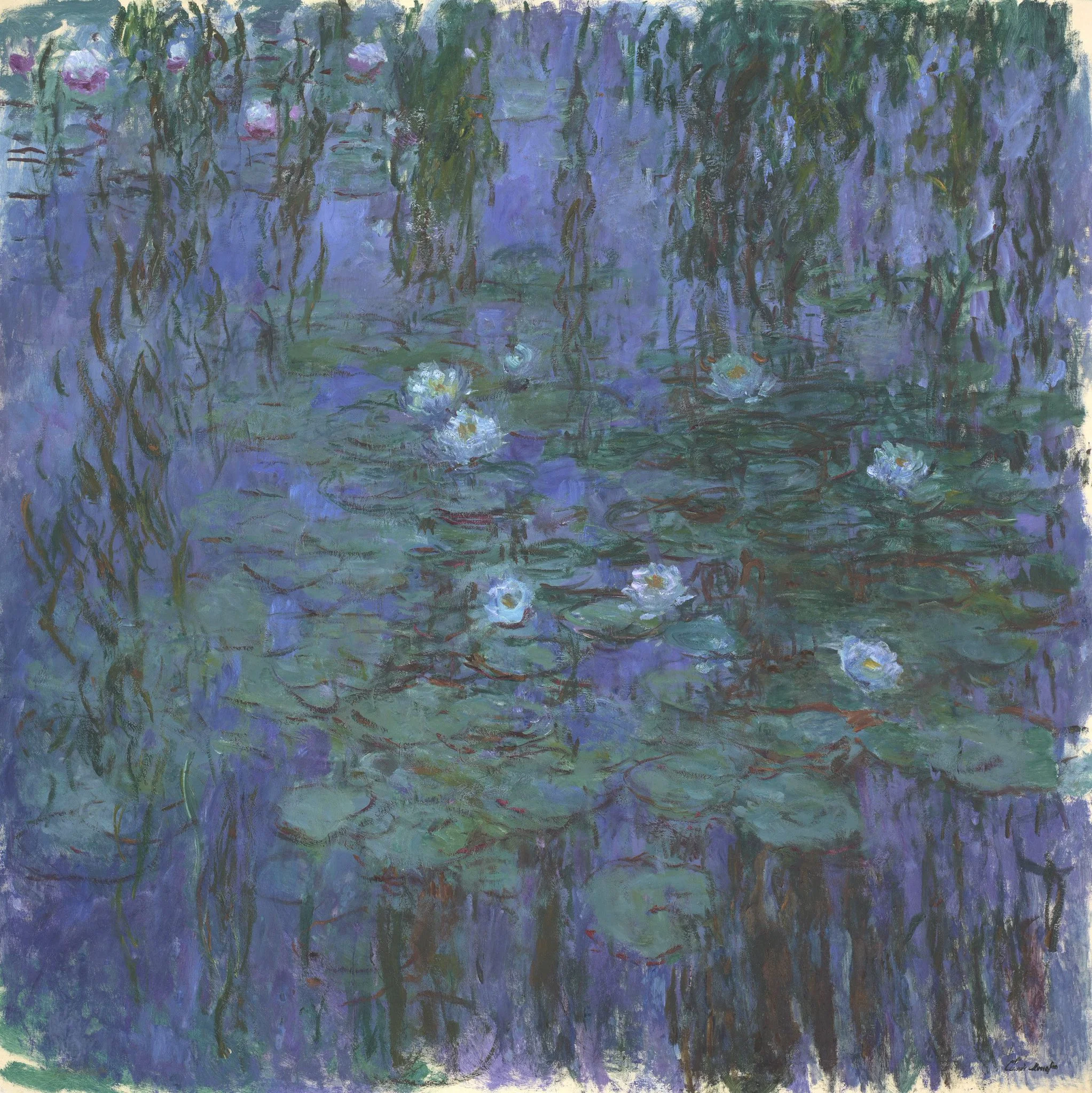Claude Monet – Blaue Seerosen – handgemalte Reproduktion auf Leinwand