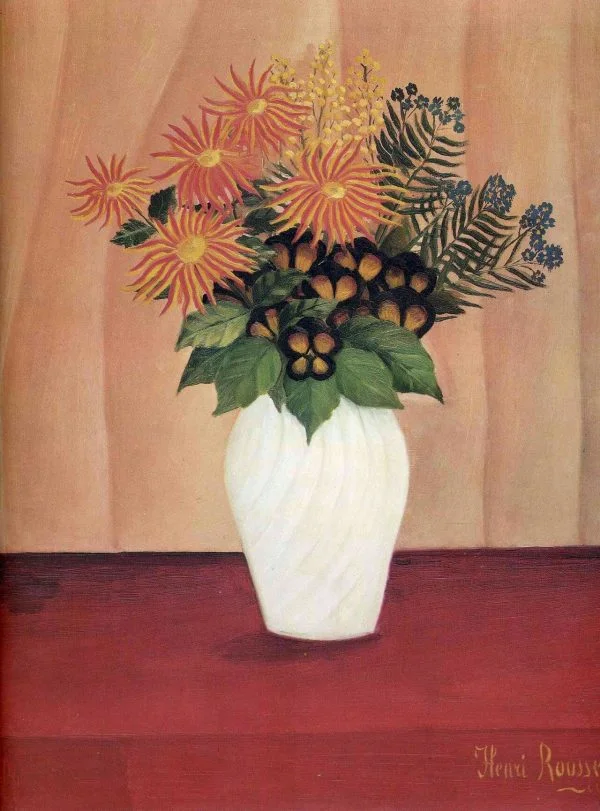 Henri Rousseau - Bouquet of Flowers - Reprodukcije slikarjev, ročno naslikane stenske slike, olje na platnu, oljne slike, umetniške slike, moderne slike za na steno, ambientalne slike, abstraktne slike, dekorativne slike