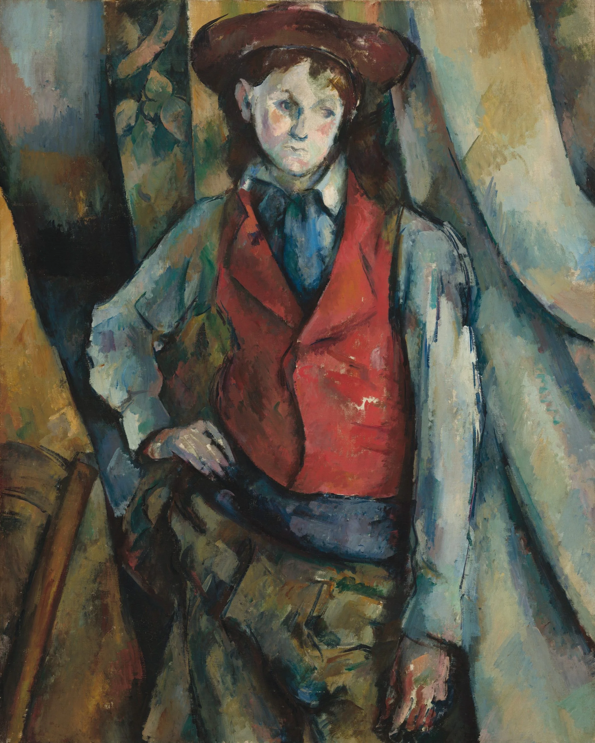 Paul Cezanne - Boy in a Red Waistcoat - reproduction of famous painting by famous artist, hand painted painting on canvas - oil painting