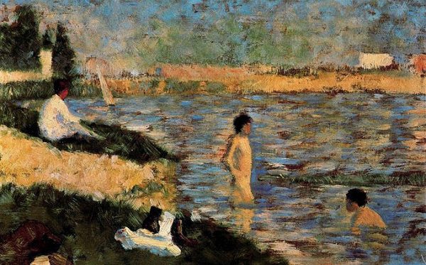 Seurat - Boys Bathing - reproduction of famous painting by famous artist, hand painted painting on canvas - oil painting
