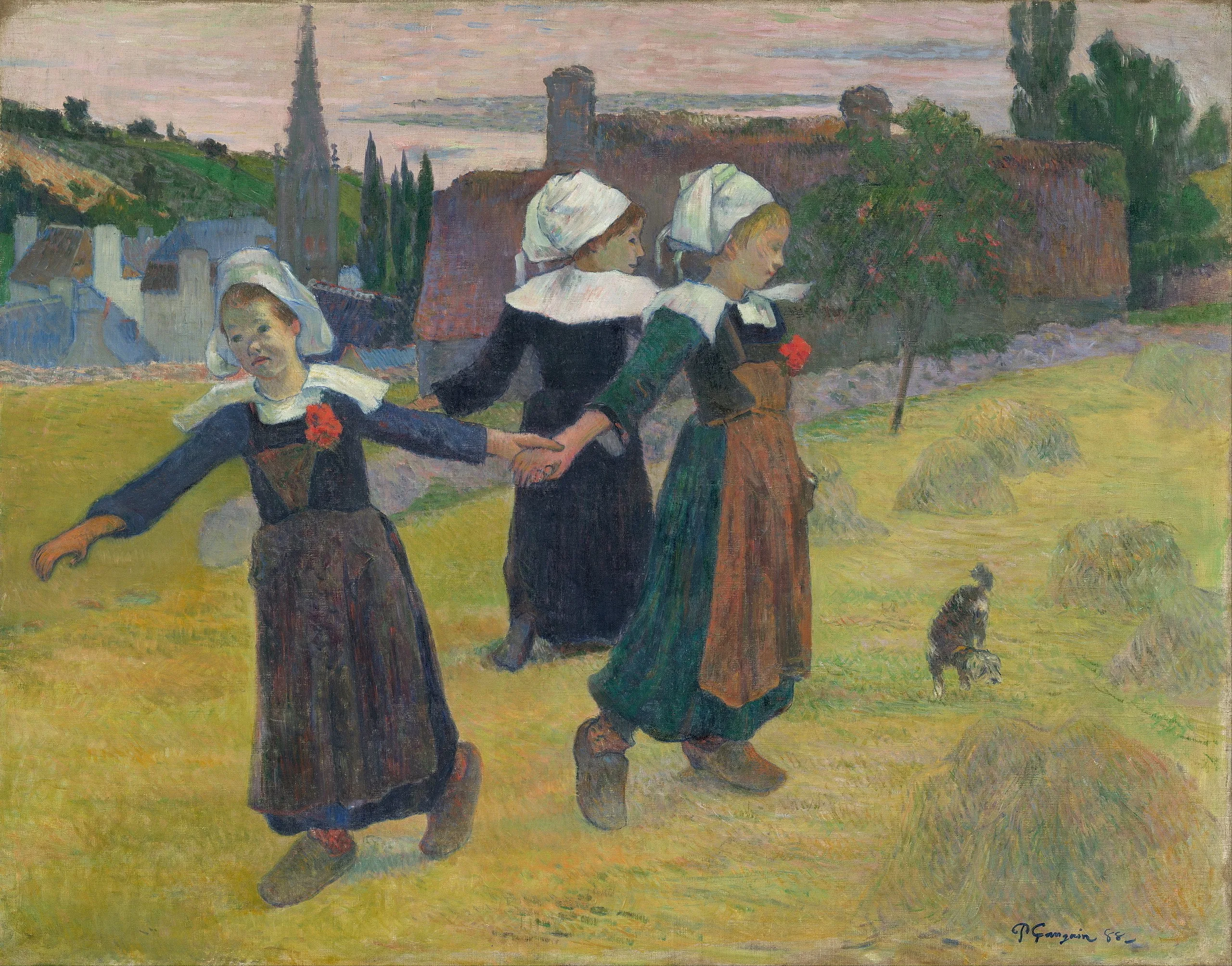 Paul Gauguin - Breton Girls Dancing, Pont-Aven - Umetniška slika - ročno naslikane stenske slike, olje na platnu, oljne slike, umetniške slike, moderne slike za na steno, ambientalne slike, abstraktne slike, dekorativne slike - ročno naslikane stenske slike, olje na platnu, oljne slike, umetniške slike, moderne slike za na steno, ambientalne slike, abstraktne slike, dekorativne slike