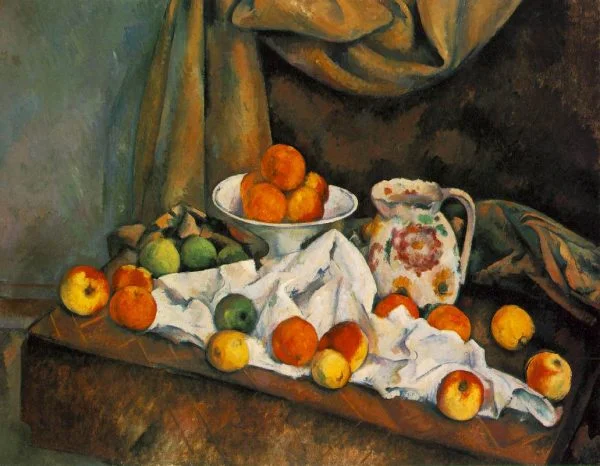 Paul Cézanne - Ciliegie e pesche - Riproduzione - Dipinti murali dipinti a mano, Olio su tela, Quadri d'arte moderna, Quadri per pareti, Dipinti ambientali, Quadri astratti, Quadri decorativi