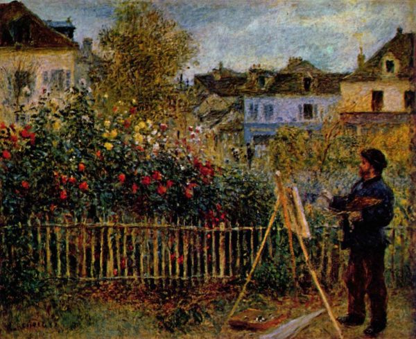 Claude Monet - painting in his Garden at Argenteuil - Reprodukcija - ročno naslikane stenske slike, olje na platnu, oljne slike, umetniške slike, moderne slike za na steno, ambientalne slike, abstraktne slike, dekorativne slike