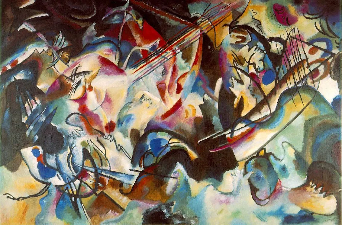 Vasilij Kandinskij - Composizione VII - Riproduzione - dipinti murali dipinti a mano, olio su tela, dipinti ad olio, dipinti artistici, quadri moderni per pareti, dipinti ambientali, dipinti astratti, quadri decorativi