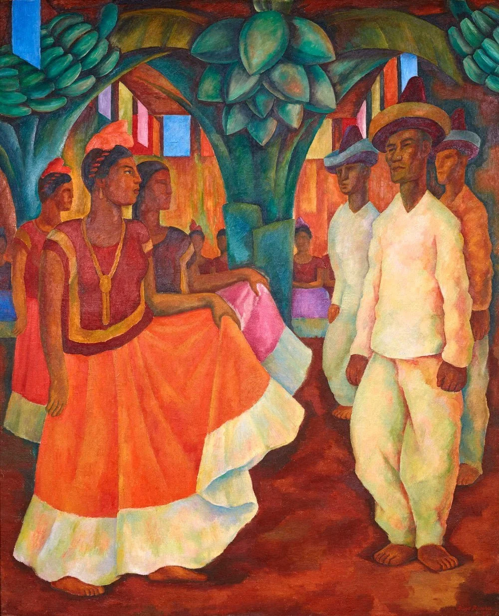Diego Rivera - Dance in Tehuantepec - Reprodukcija - ročno naslikane stenske slike, olje na platnu, oljne slike, umetniške slike, moderne slike za na steno, ambientalne slike, abstraktne slike, dekorativne slike