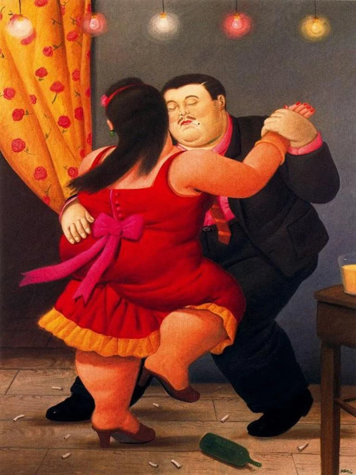 Fernando Botero - Dancers 2 - Reprodukcija - ročno naslikane stenske slike, olje na platnu, oljne slike, umetniške slike, moderne slike za na steno, ambientalne slike, abstraktne slike, dekorativne slike