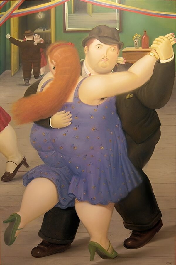 Fernando Botero - Dancers 2 - Reprodukcija - ročno naslikane stenske slike, olje na platnu, oljne slike, umetniške slike, moderne slike za na steno, ambientalne slike, abstraktne slike, dekorativne slike