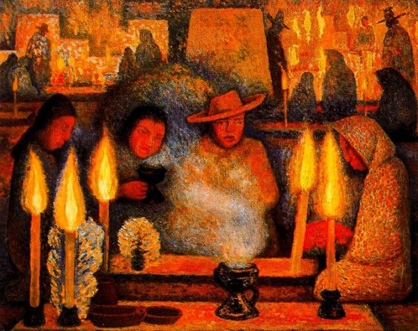 Diego Rivera - Giorno dei Morti - Reproduzione - quadro riprodotto a mano, olio su tela, dipinto ad olio, quadro artistico, quadro moderno da parete, quadro ambientale, quadro astratto, quadro decorativo