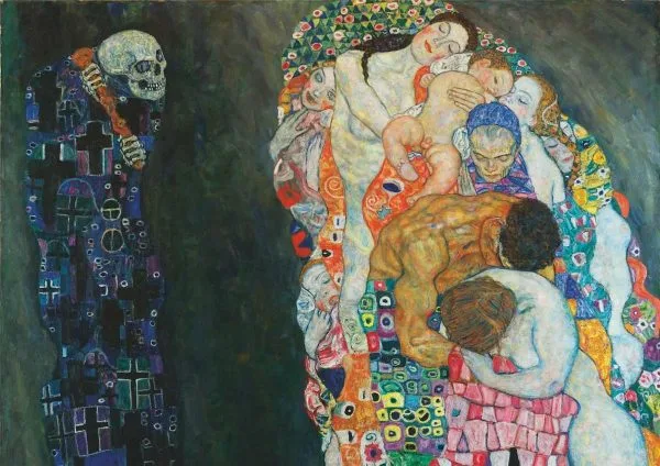 Gustav Klimt - Death and Life - Reprodukcija - ročno naslikane stenske slike, olje na platnu, oljne slike, umetniške slike, moderne slike za na steno, ambientalne slike, abstraktne slike, dekorativne slike
