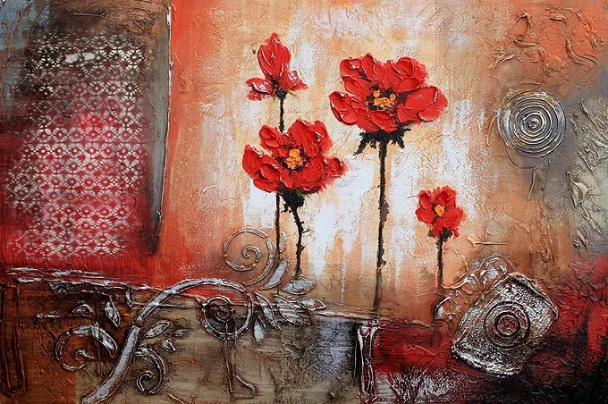 Quadri moderni - Quadro decorativo di Fiori rossi