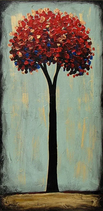 stenske slike na platnu, umetniške slike - moderne slike, ambientalne slike za na steno, abstraktne slike, dekorativne stenske slike, nakup in prodaja slik - Dekorativna slika Drevo na zlati zemlji I