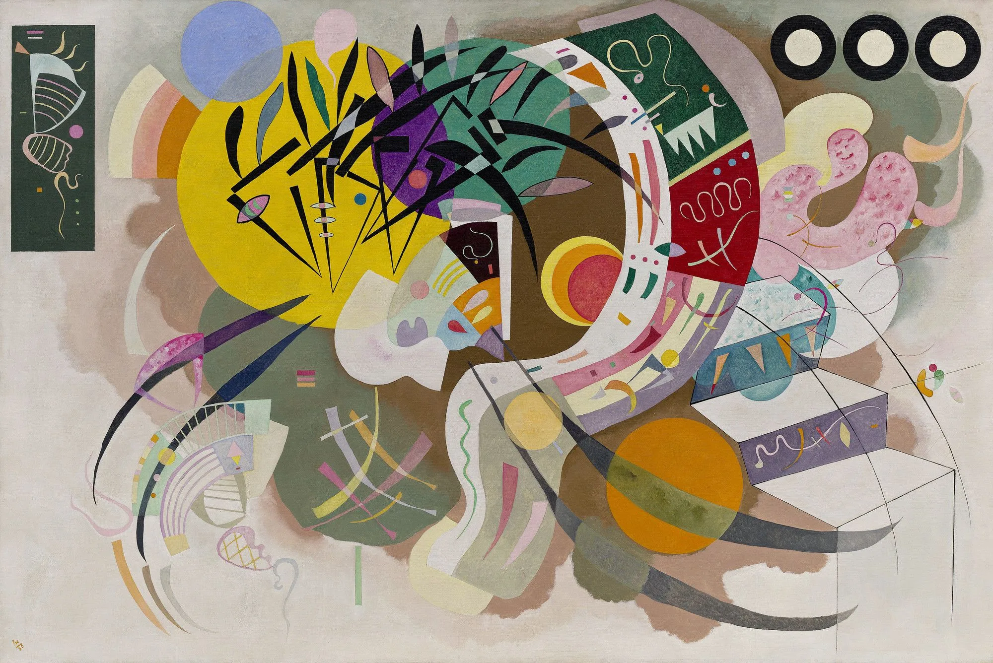 Vasily Kandinsky - Curva dominante (Courbe dominante) - Riproduzioni - quadri murali dipinti a mano, olio su tela, quadri ad olio, quadri murali moderni, arte murale, quadri per parete, ambient, astratti, quadri murali decorativi