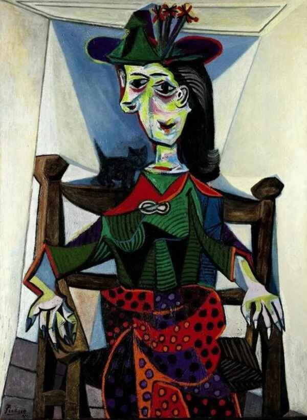 Pablo Picasso - Dora Maar with Cat - Reprodukcije - ročno naslikane stenske slike, olje na platnu, oljne slike, moderne stenske slike, umetniške slike za na steno, ambientalne, abstraktne, dekorativne stenske slike