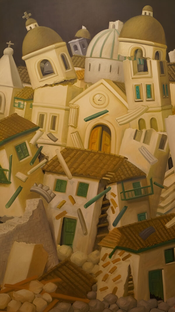 Reprodukcije Fernando Botero - Earthquake - Ročno naslikane stenske slike, olje na platnu, oljne slike, moderne stenske slike, umetniške slike za na steno, ambientalne, abstraktne, dekorativne stenske slike
