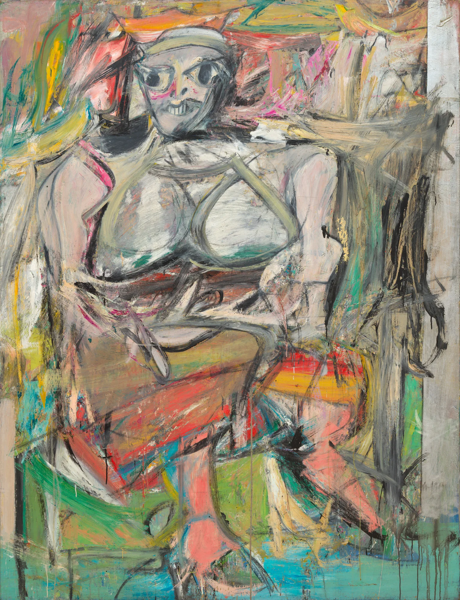Quadri riproduzioni Willem de Kooning - Donna 1 Dettaglio - Sopra la mano dipinte quadri murali, olio su tela, quadri ad olio, quadri murali moderni, quadri artistici per pareti, ambientali, astratti, quadri murali decorativi