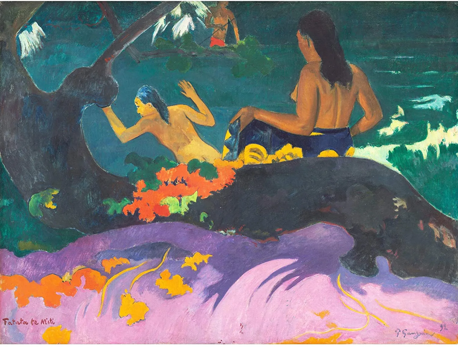Reprodukcije slik - Paul Gauguin - Fatata te Miti (By the Sea) - Ročno slikane stenske slike, olje na platnu, oljne slike, moderne stenske slike, umetniške slike za na steno, ambientalne, abstraktne, dekorativne stenske slike