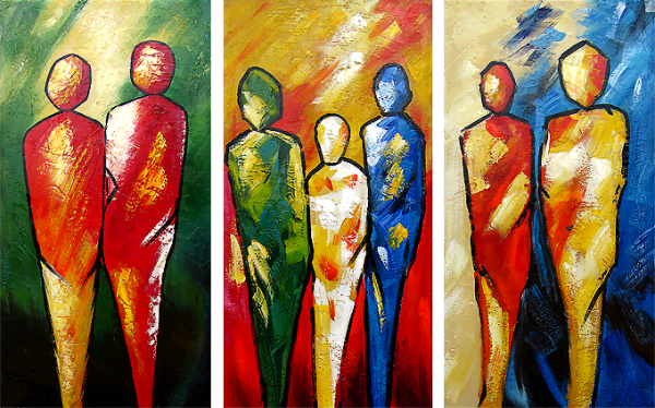 Wall Paintings on Canvas - Multi-Panel Painting Figure 1 - Artistic Painting - Modern Paintings, Ambient Wall Paintings, Abstract Paintings, Decorative Wall Paintings, Purchase and Sale of Paintings.