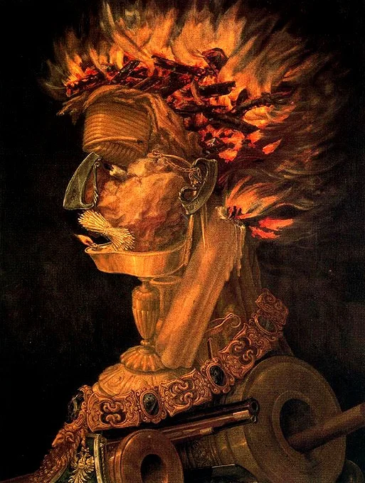 Reprodukcije slik - Giuseppe Arcimboldo - Fire - Ročno slikane stenske slike, olje na platnu, oljne slike, moderne stenske slike, umetniške slike za na steno, ambientalne, abstraktne, dekorativne stenske slike