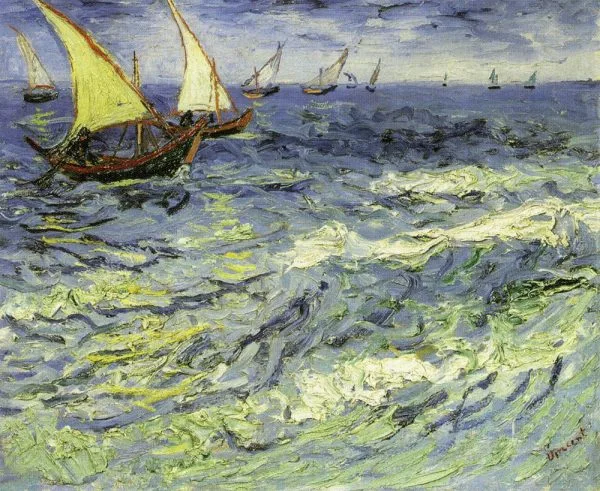 Reprodukcije slik - Fishing boats at sear - Ročno slikane stenske slike, olje na platnu, oljne slike, moderne stenske slike, umetniške slike za na steno, ambientalne, abstraktne, dekorativne stenske slike