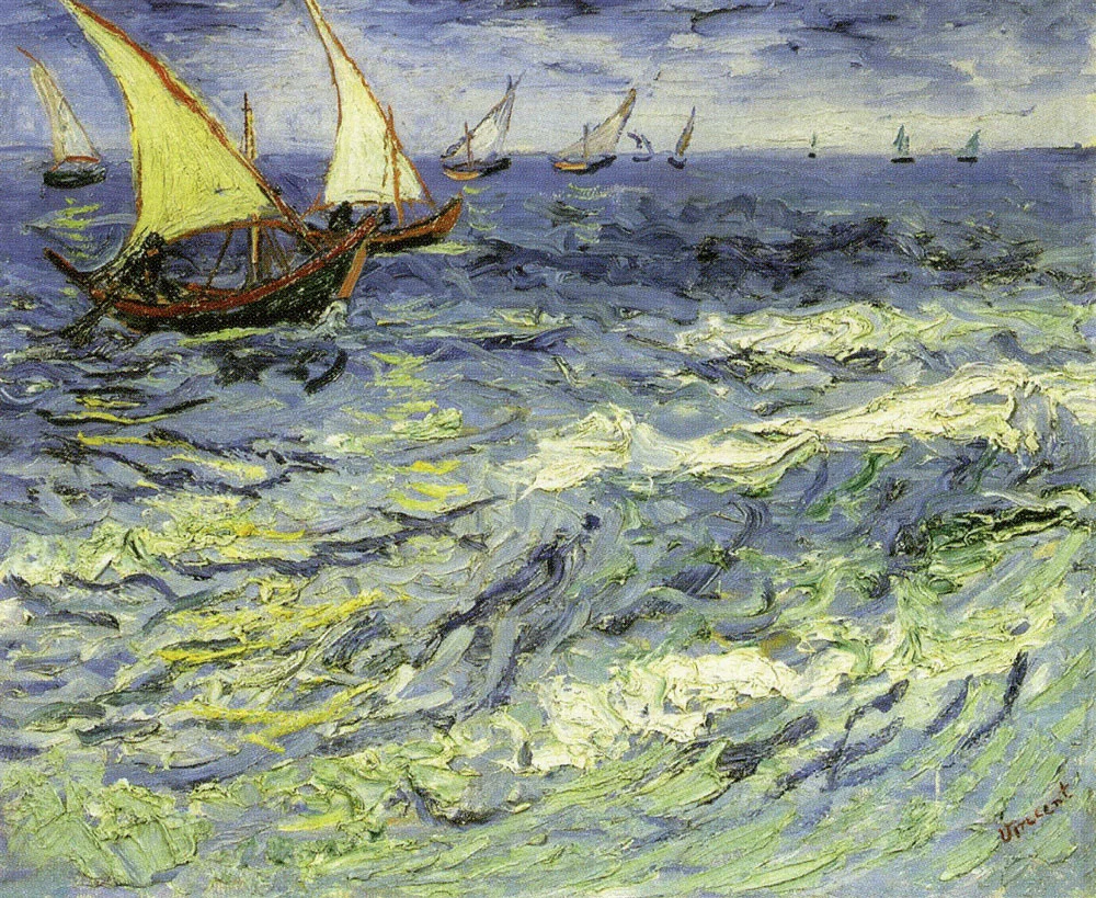 Vincent van Gogh – Fischerboote auf dem Meer – handgemalte Reproduktion auf Leinwand