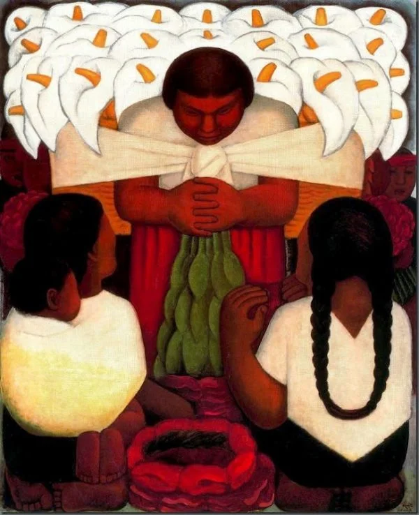 Diego Rivera - Flower Festival - reproduction of famous painting by famous artist, hand painted painting on canvas