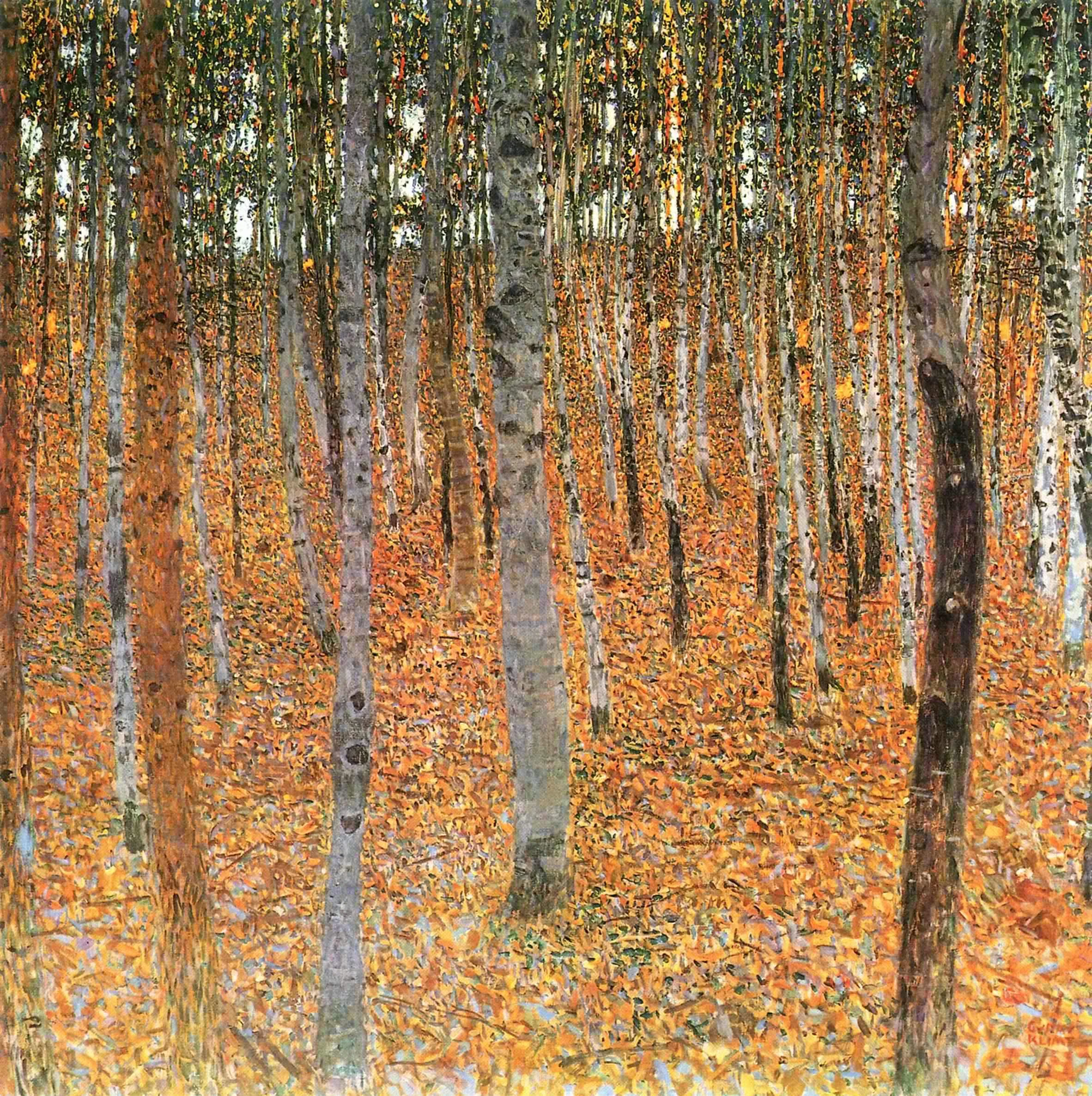 Gustav Klimt - Forrest of Beech Trees - reproduction of famous painting by famous artist, hand painted painting on canvas