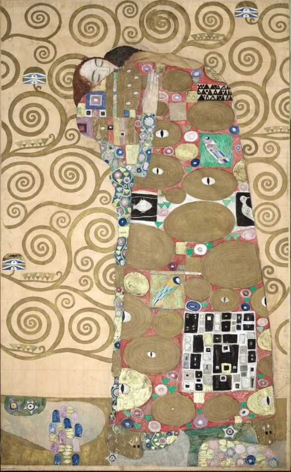 reprodukcije slik - Gustav Klimt Fulfillment - Ročno slikane stenske slike, olje na platnu, oljne slike, moderne stenske slike, umetniške slike za na steno, ambientalne, abstraktne, dekorativne stenske slike