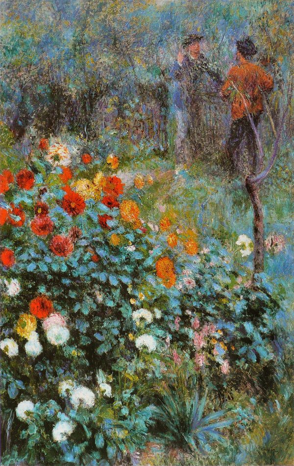 Stenske slike na platnu - Pierre A. Renoir - Garden in the rue Cortot - Ročno slikane slike, reprodukcije slik znanih slikarjev, olje na platnu, oljne slike, moderne stenske slike, umetniške slike za na steno, ambientalne, abstraktne, dekorativne stenske slike