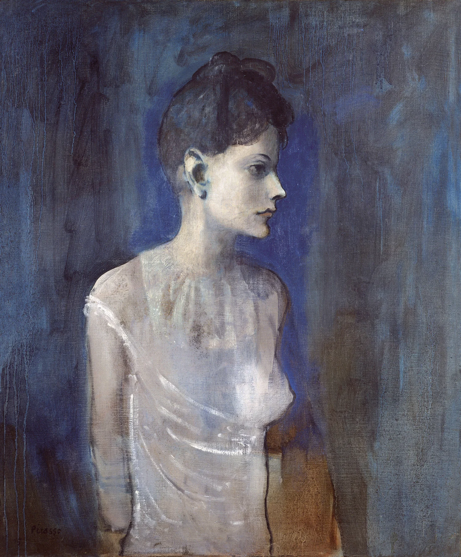 Stenske slike na platnu - Pablo Picasso - Girl in a Chemise - Ročno slikane slike, reprodukcije slik znanih slikarjev, olje na platnu, oljne slike, moderne stenske slike, umetniške slike za na steno, ambientalne, abstraktne, dekorativne stenske slike