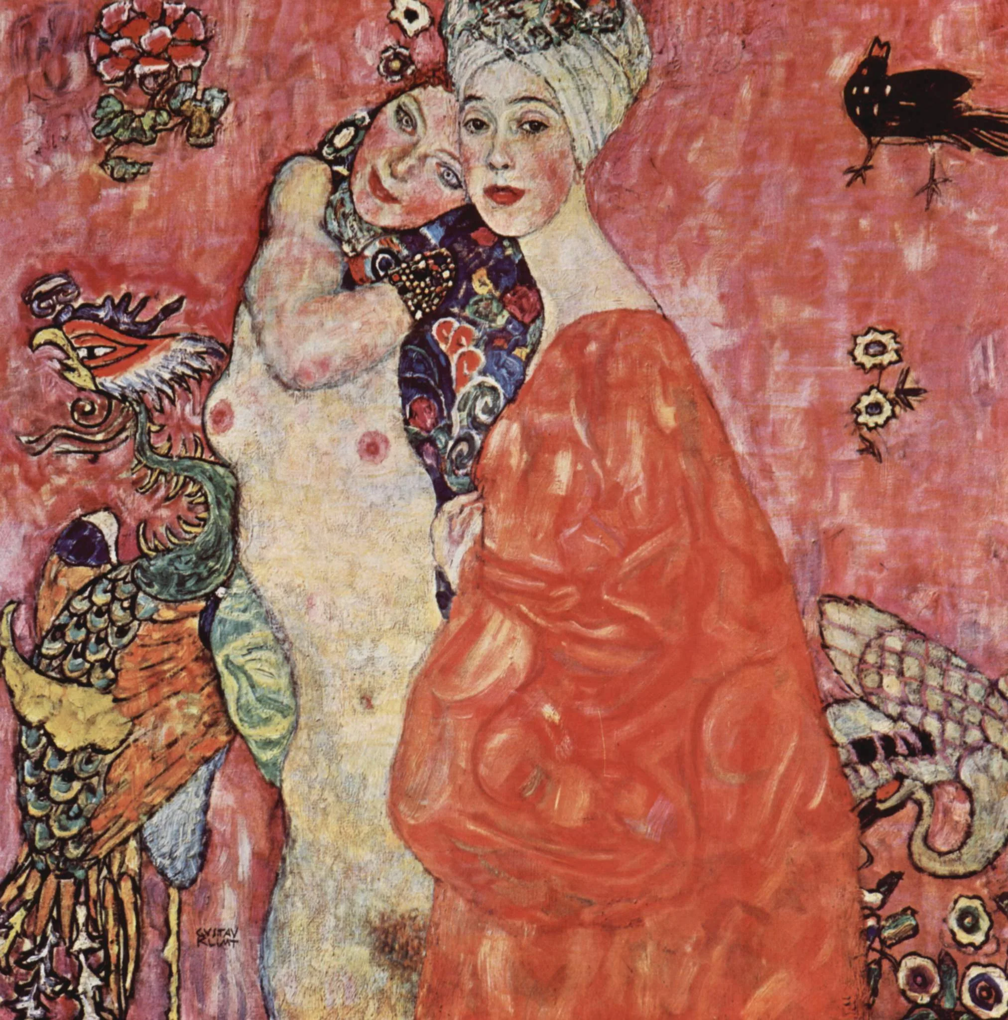Gustav Klimt - Girlfriends - reproduction of famous painting by famous artist, hand painted painting on canvas