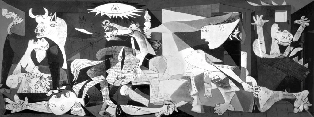 Falfestmények vászonra - Pablo Picasso - Guernica - Kézzel festett festmények, híres festők festményeinek reprodukciói, olajfestmények vászon, olajfestmények, modern falfestmények, falfestmények, ambient, absztrakt, dekoratív falfestmények