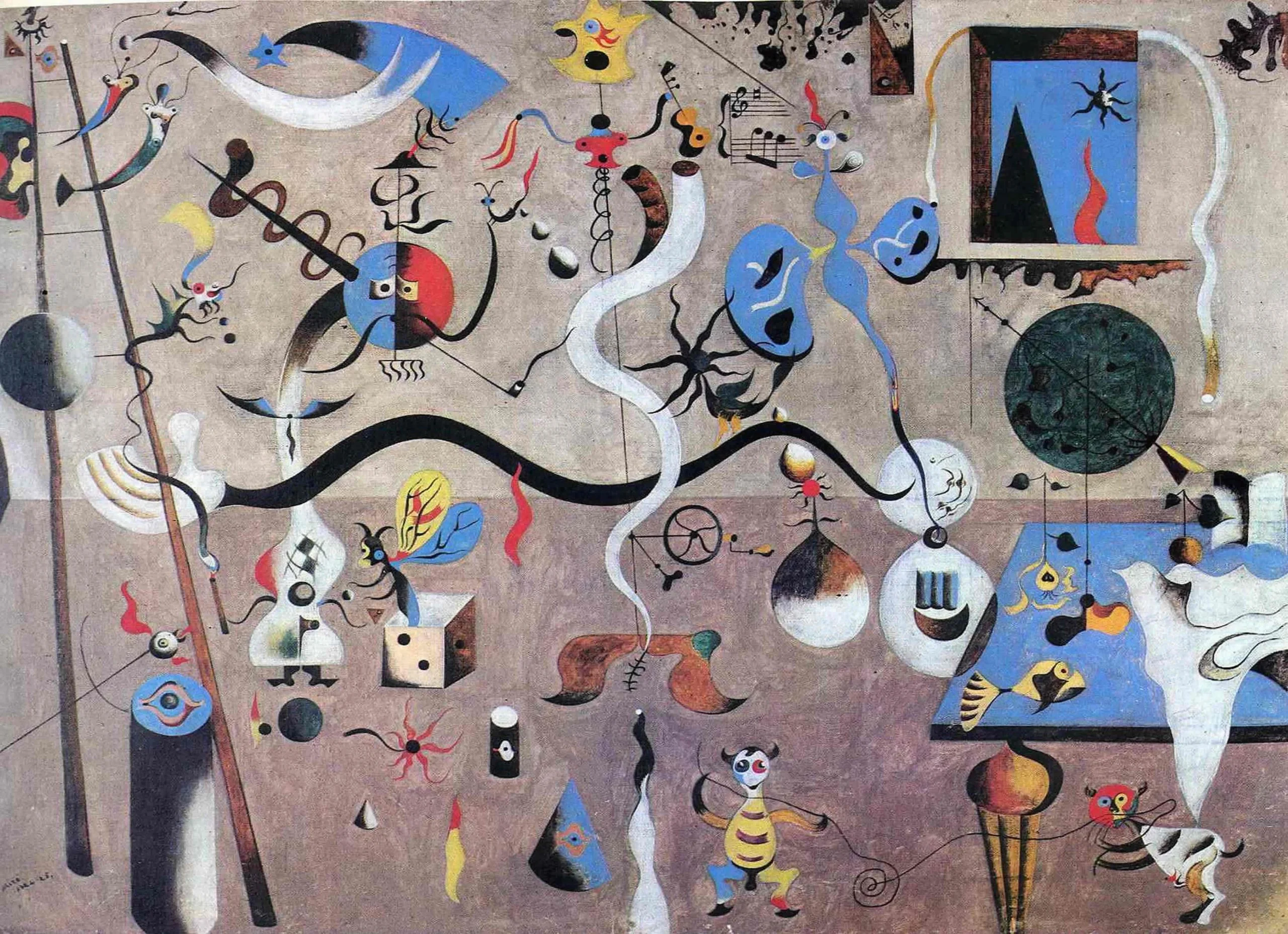 Stenske slike na platnu - Joan Miro - Harlequin's Carnival - Ročno slikane slike, reprodukcije slik znanih slikarjev, olje na platnu, oljne slike, moderne stenske slike, umetniške slike za na steno, ambientalne, abstraktne, dekorativne stenske slike