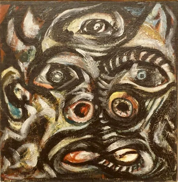 Stenske slike na platnu - Jackson Pollock – Head - Ročno slikane slike, reprodukcije slik znanih slikarjev, olje na platnu, oljne slike, moderne stenske slike, umetniške slike za na steno, ambientalne, abstraktne, dekorativne stenske slike