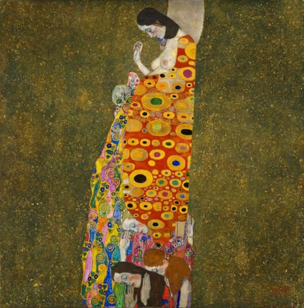 Stenske slike na platnu - Gustav Klimt - Hope II - Ročno slikane slike, reprodukcije slik znanih slikarjev, olje na platnu, oljne slike, moderne stenske slike, umetniške slike za na steno, ambientalne, abstraktne, dekorativne stenske slike