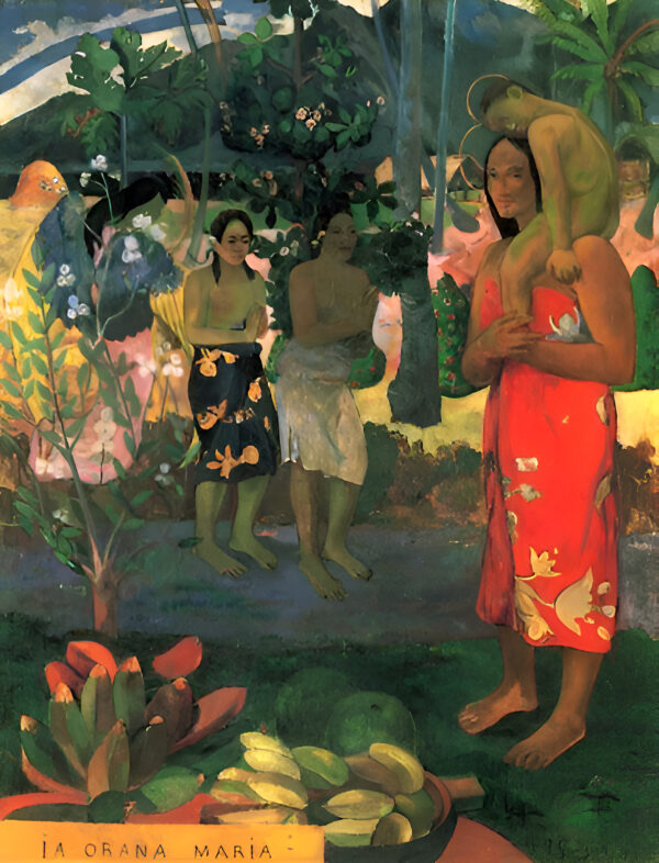 Stenske slike na platnu - Paul Gaugin Ia Orana Maria - Ročno slikane slike, reprodukcije slik znanih slikarjev, olje na platnu, oljne slike, moderne stenske slike, umetniške slike za na steno, ambientalne, abstraktne, dekorativne stenske slike