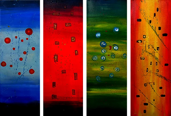 zidne slike na platnu - Igra-Boja višedijelna slika - Umjetnička slika - moderne slike, ambijentalne slike za na zid, apstraktne slike, dekorativne zidne slike, kupnja i prodaja slika