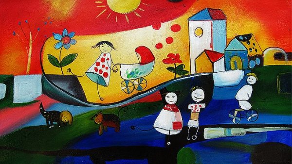 Otroške stenske slike na platnu - Igra - Umetniška slika - moderne slike, ambientalne slike za na steno, abstraktne slike, dekorativne stenske slike, nakup in prodaja slik