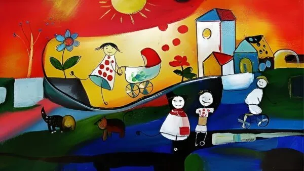 Otroške stenske slike na platnu - Igra - Umetniška slika - moderne slike, ambientalne slike za na steno, abstraktne slike, dekorativne stenske slike, nakup in prodaja slik