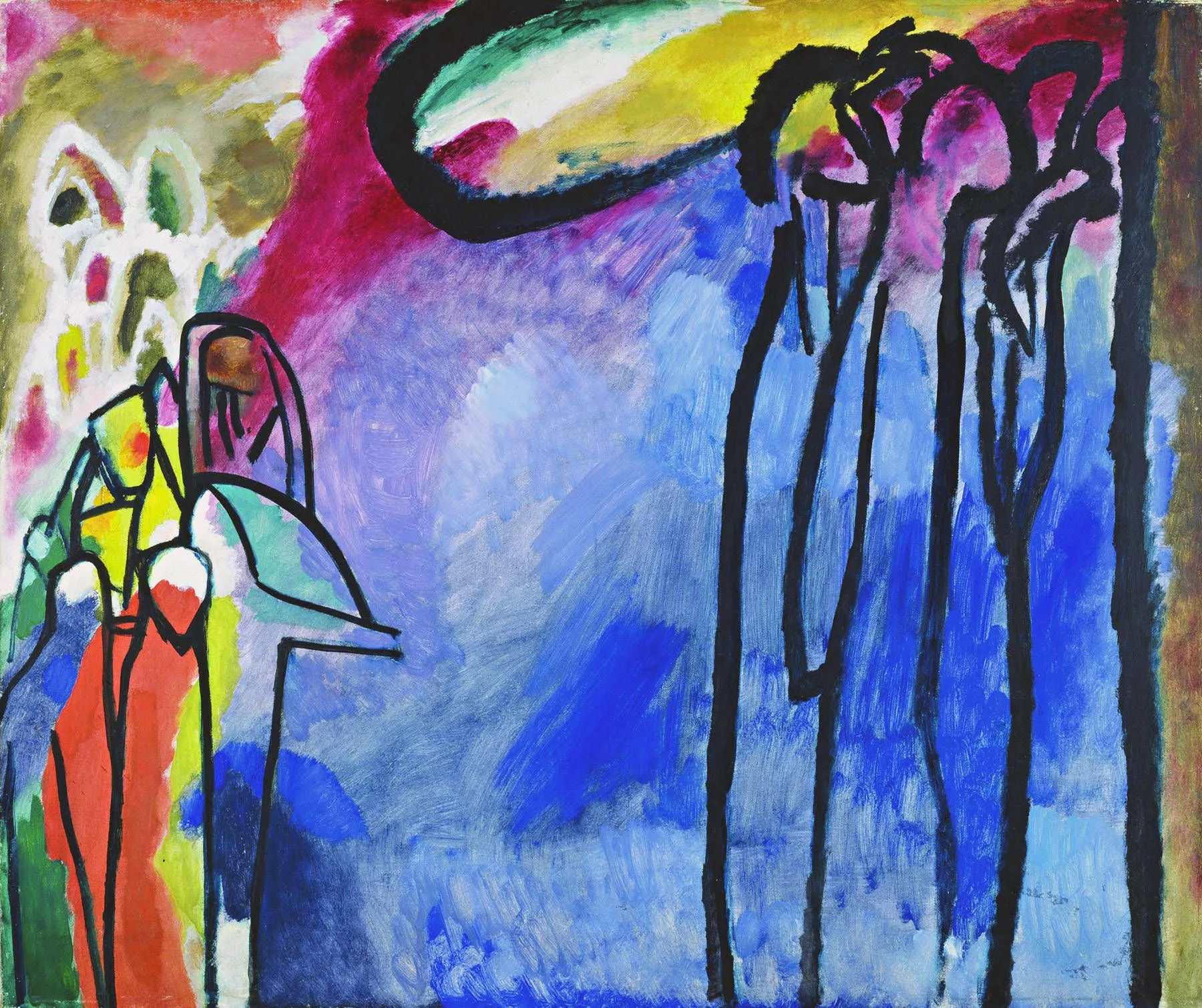 Stenske slike na platnu - Vasilij Kandinski - Improvisation 19 - Ročno slikane slike, reprodukcije slik znanih slikarjev, olje na platnu, oljne slike, moderne stenske slike, umetniške slike za na steno, ambientalne, abstraktne, dekorativne stenske slike