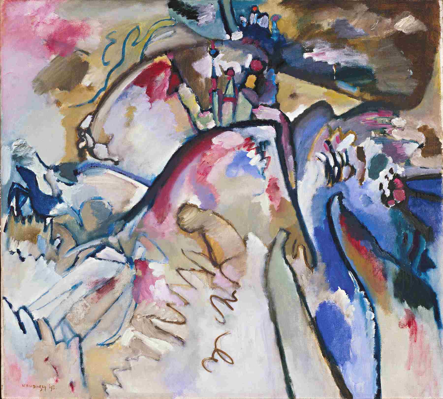 Vasilij Kandinski - Improvisation 21A - Gemälde, Leinwandbilder, Reproduktion - 100% handgemalte, Reproduktionen berühmter Gemälde, Gemälde kaufen, Wandbilder Wohnzimmer, berühmtes Gemälde, Ölgemälde, Bilderrahmen